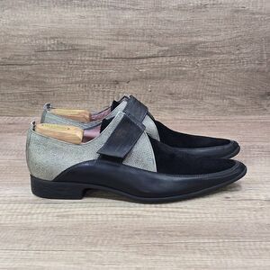 John Fluevog Mc Queen Men's Size 11 Black Gray Slip On Dress Shoes